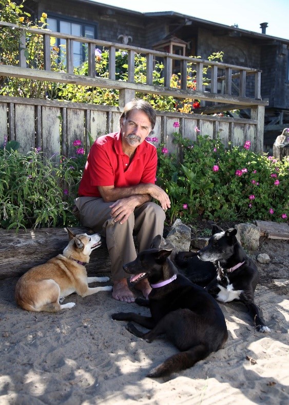 Bruce Wagman with three of his dogs.