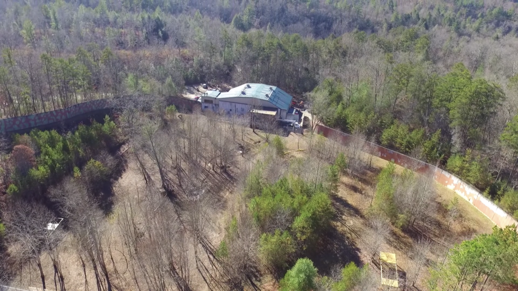 Aerial view of the Chateau building in the Blue Ridge Mountains