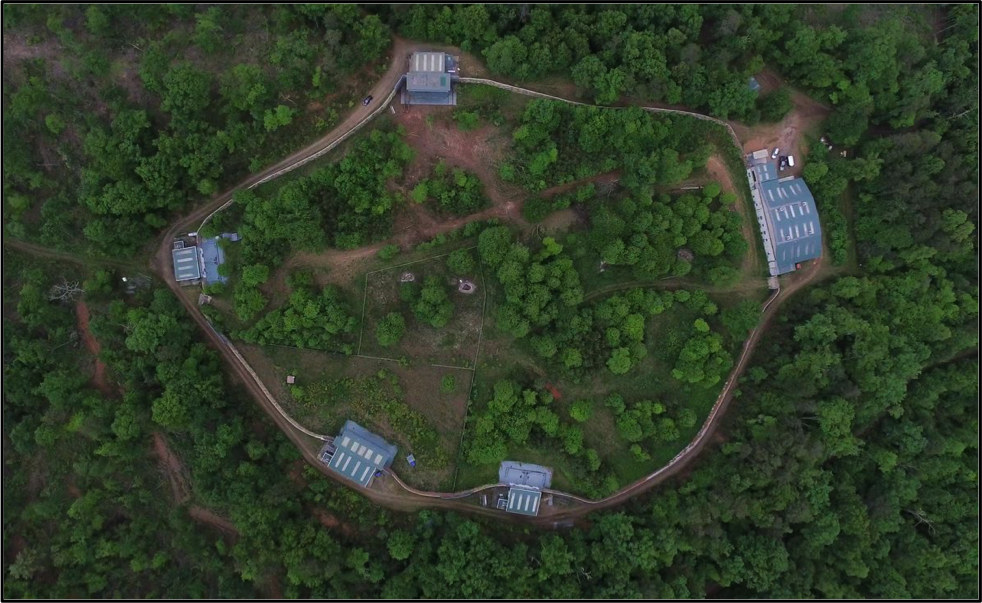 Aerial view of the Project Chimps habitat and chimpanzee houses