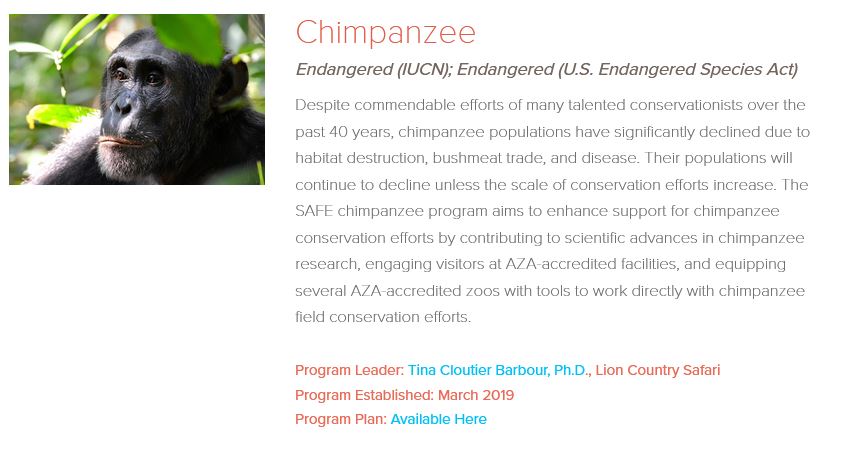 Chimp SAFE webshot conserve wild chimpanzees