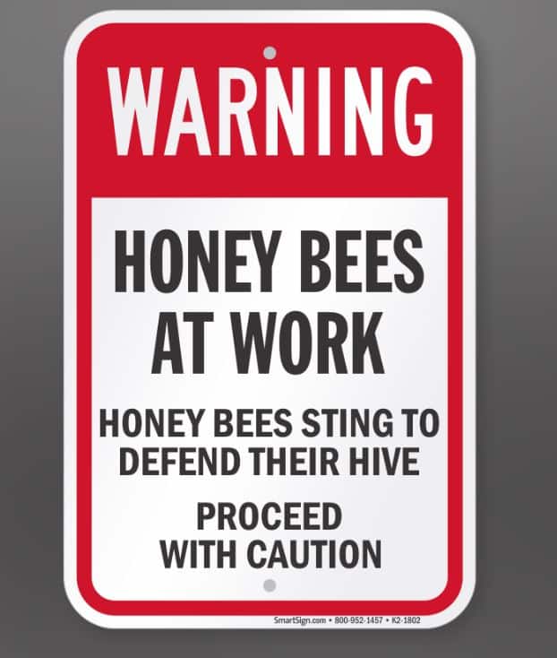 Standard bee safety sign