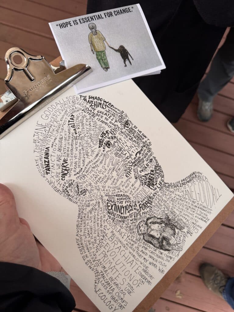 Artwork and program cover honoring Jane Goodall and her legacy.